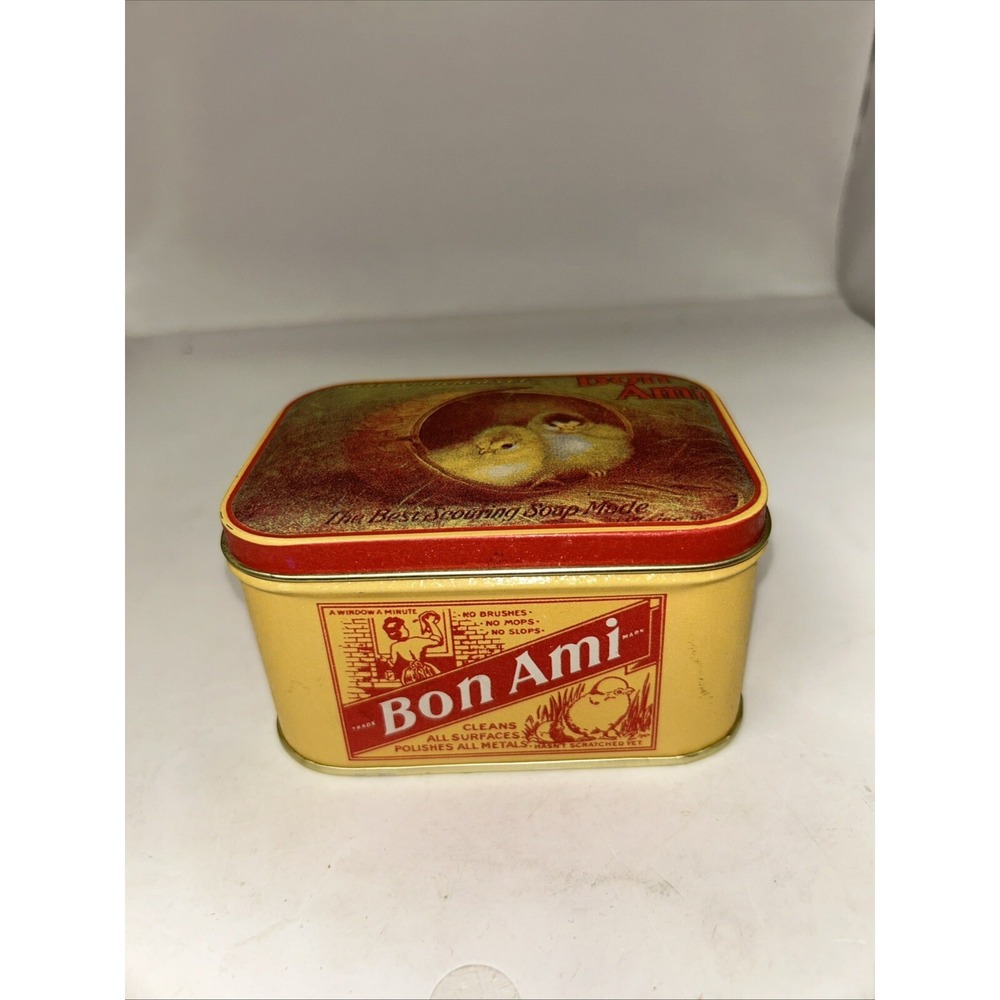 Vintage 1983 Small Bon Ami Metal Tin By Bristol Ware Vintage 2 Chicks Graphic